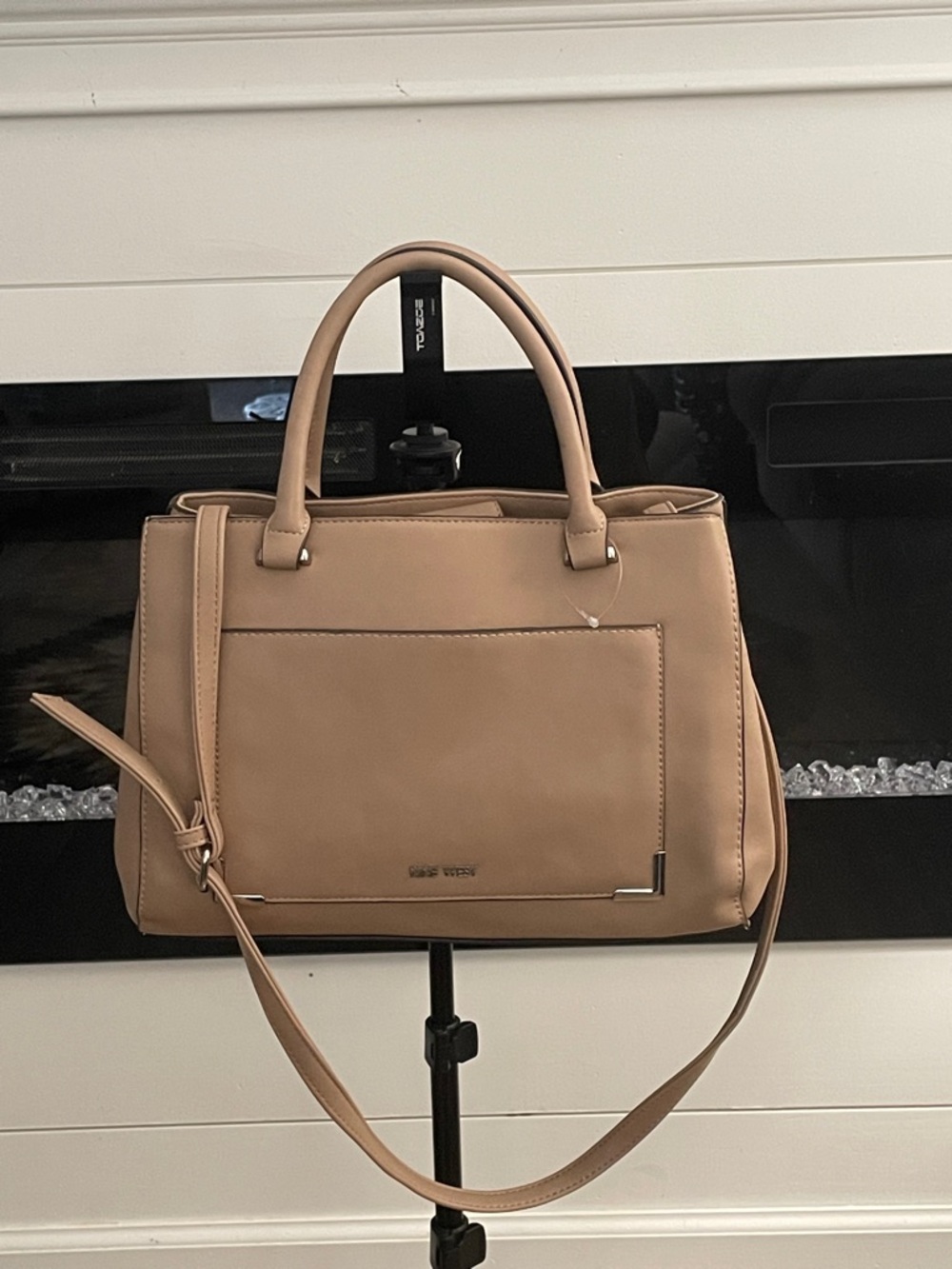 Nine West Taupe Structured Satchel with Detachable Strap